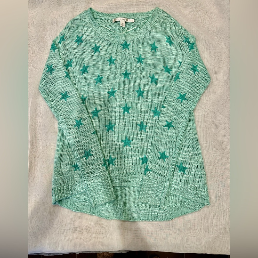 LC Lauren Conrad Green Star Knit Sweater - Picture 2 of 3